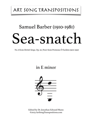 Book cover for Sea-snatch, Op. 29, No. 6