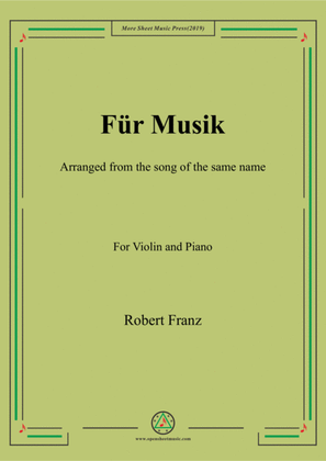 Book cover for Franz-Für Musik,for Violin and Piano