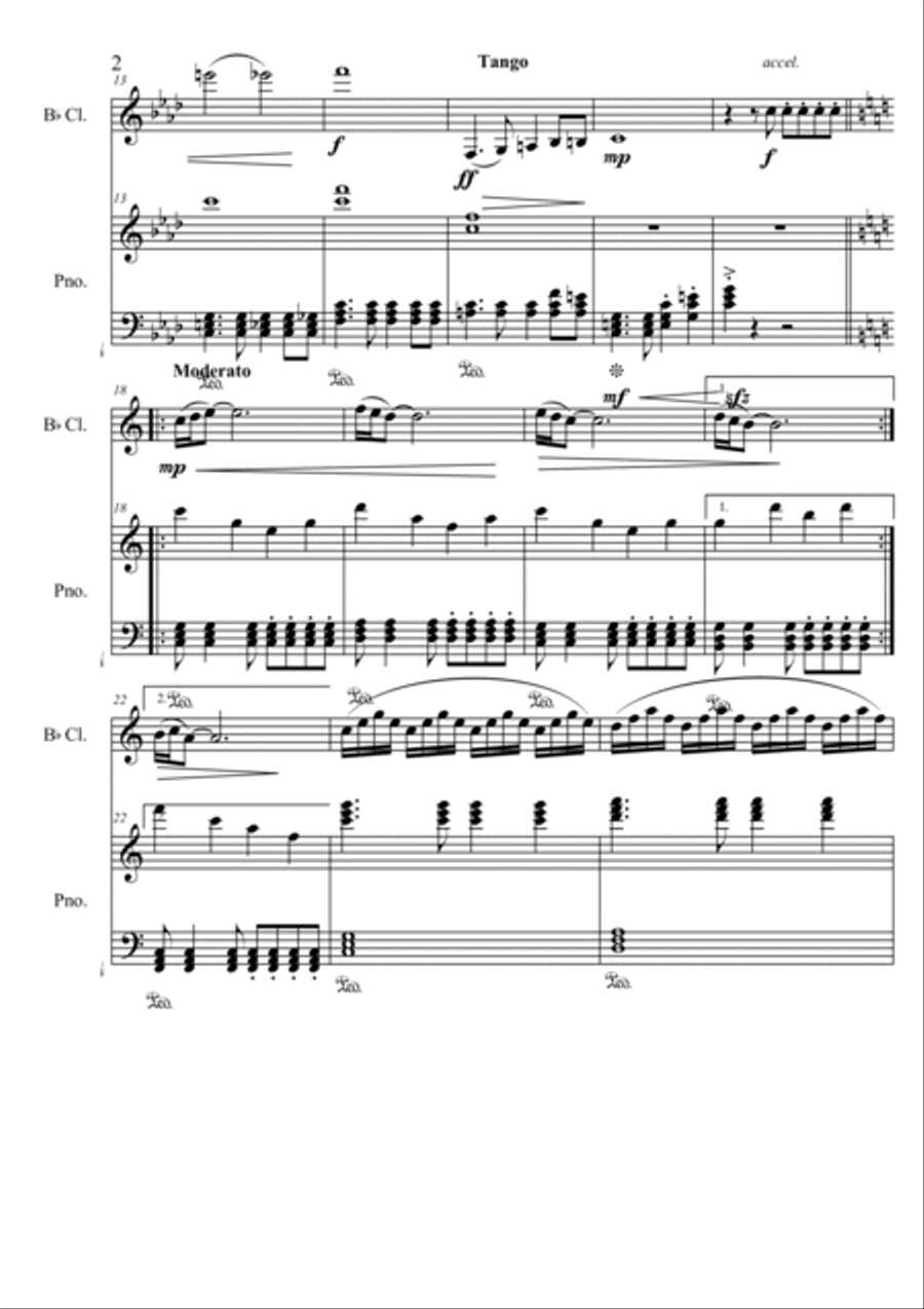 Tango for Clarinet and Piano Clarinet Solo scores gallery preview page 4