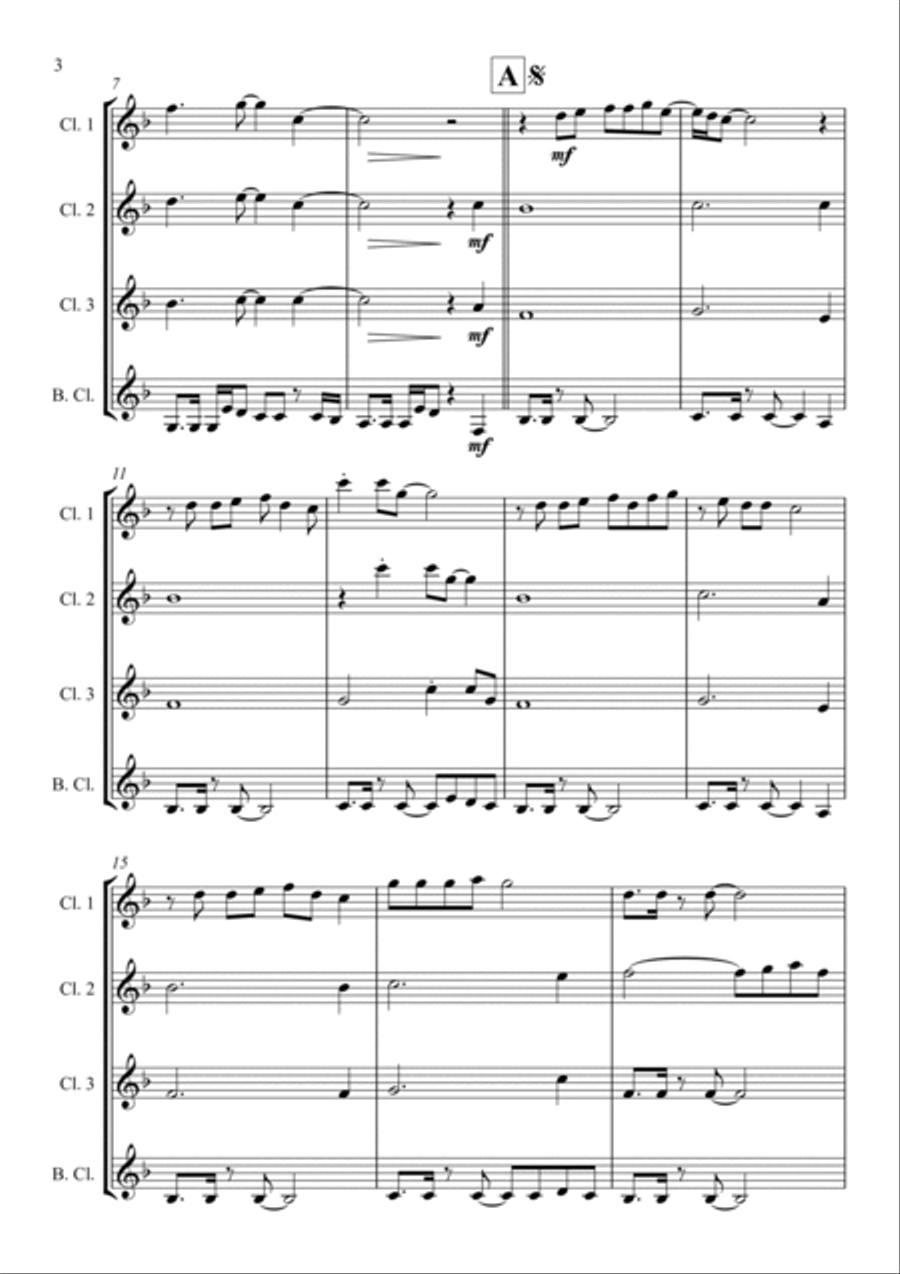 Never Gonna Give You Up Clarinet Quartet scores gallery preview page 4