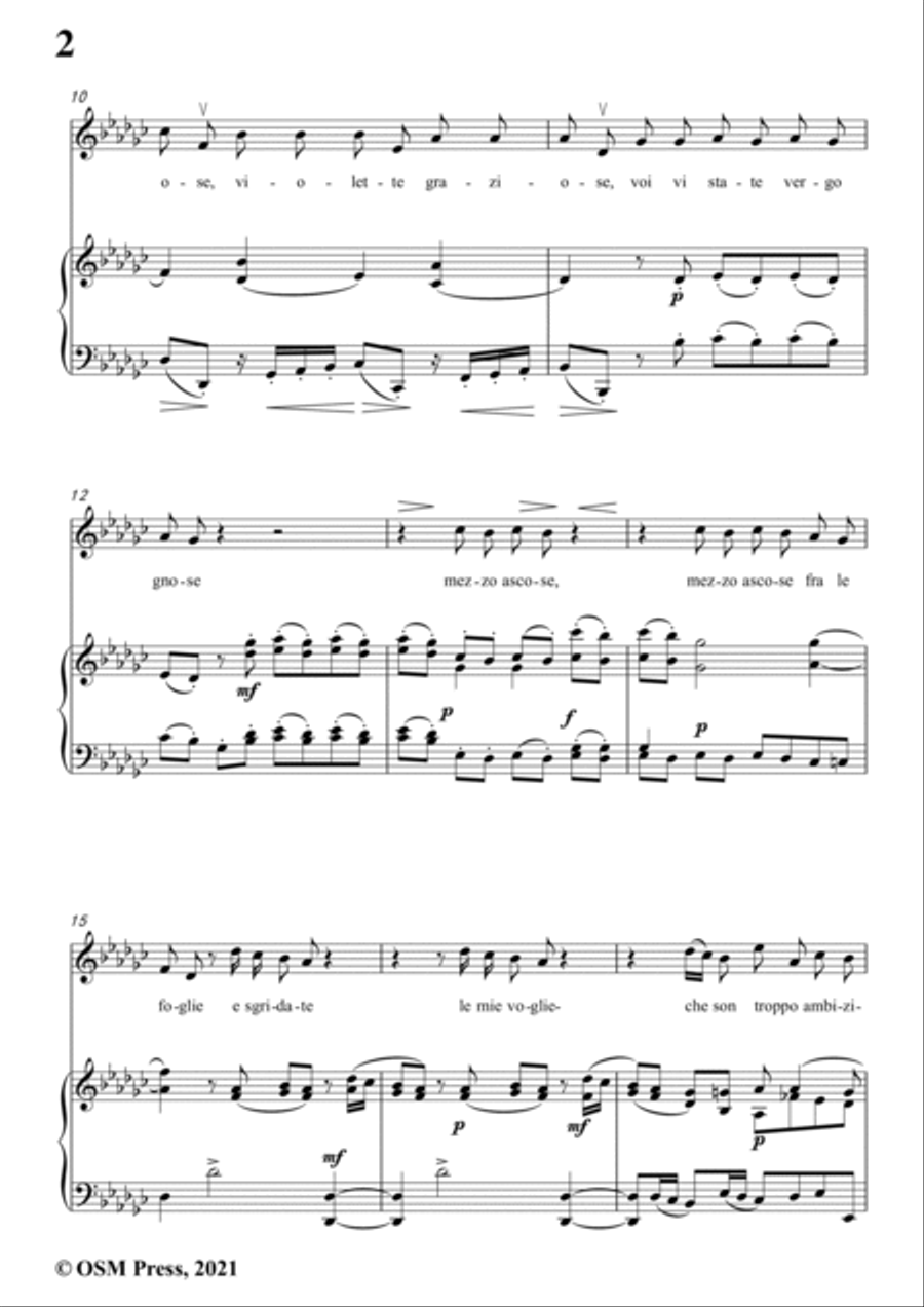 Scarlatti-Le Violette in G flat Major,from Pirro e Demetrio,for Voice&Piano Voice scores gallery preview page 4