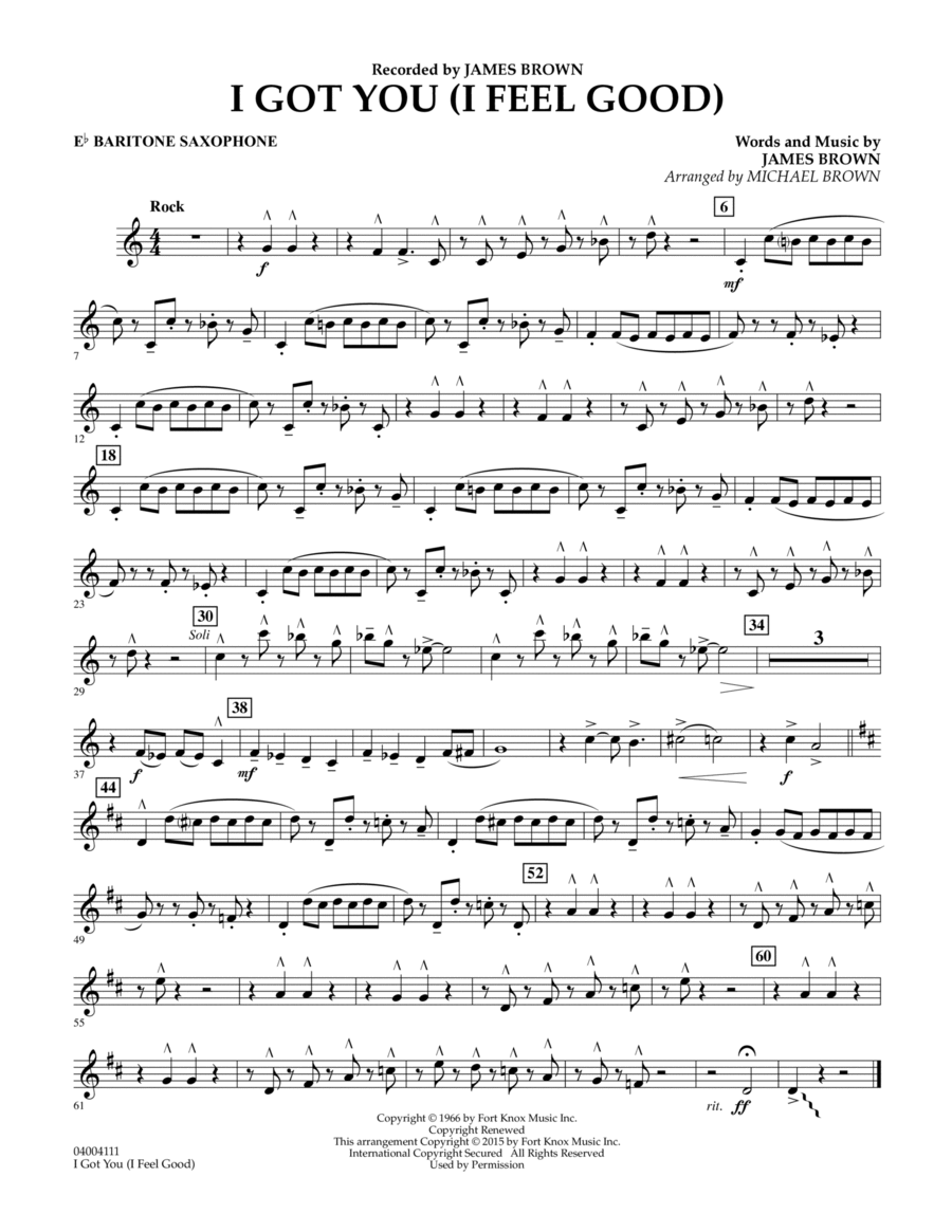 I Got You (I Feel Good) - Eb Baritone Saxophone Concert Band scores gallery preview page 1
