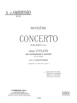 Book cover for D'ambrosio Concerto No 2 In G Minor Violin & Piano Book