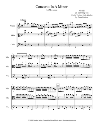 Vivaldi Concerto in A Minor, 1st mvt. for String Trio