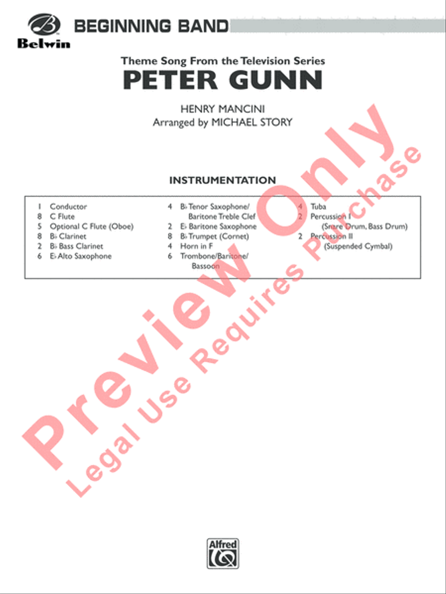 Peter Gunn Concert Band scores gallery preview page 2