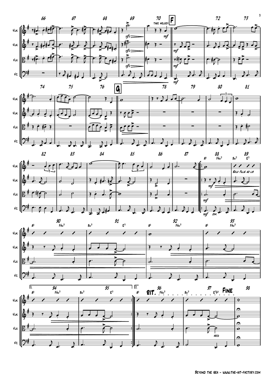 Beyond The Sea String Quartet scores gallery preview page 3
