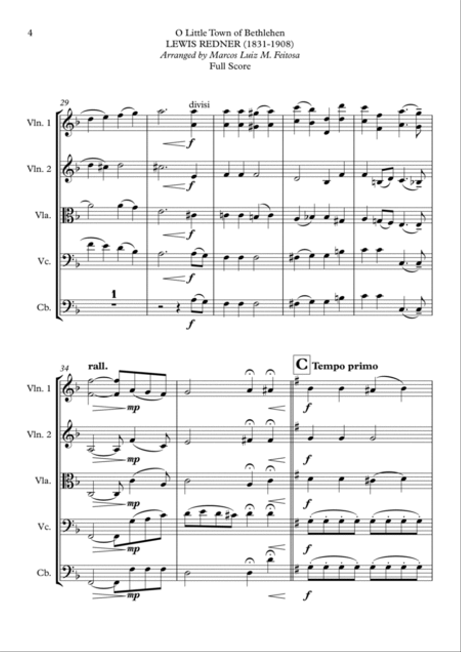 O Little Town of Bethlehem - String Ensemble Cello scores gallery preview page 6