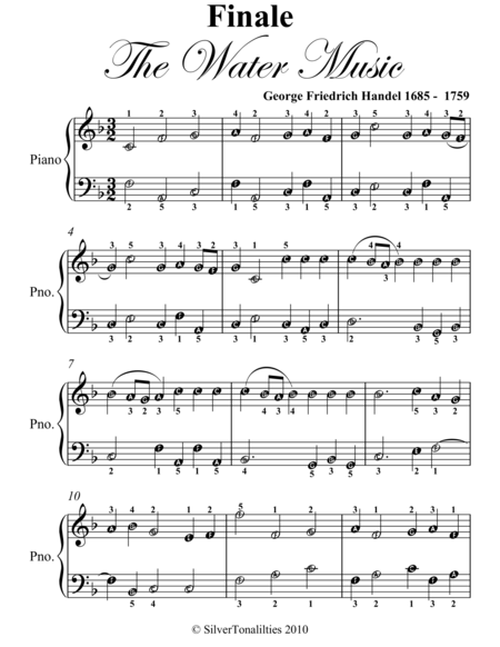 Finale the Water Music Easy Piano Sheet Music
