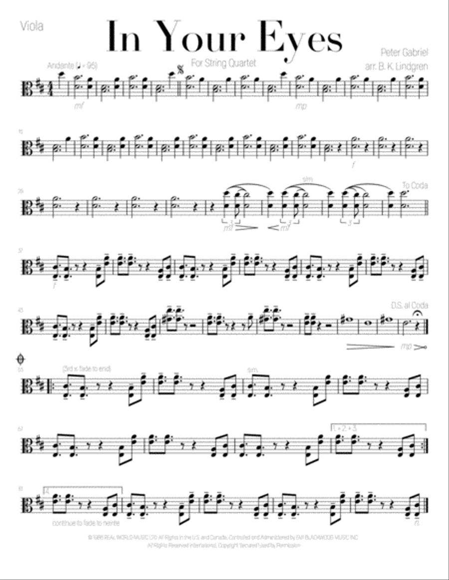 In Your Eyes String Quartet scores gallery preview page 6