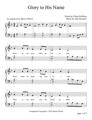 Glory to His Name (Two Octave, Early-Intermediate Piano Solo)