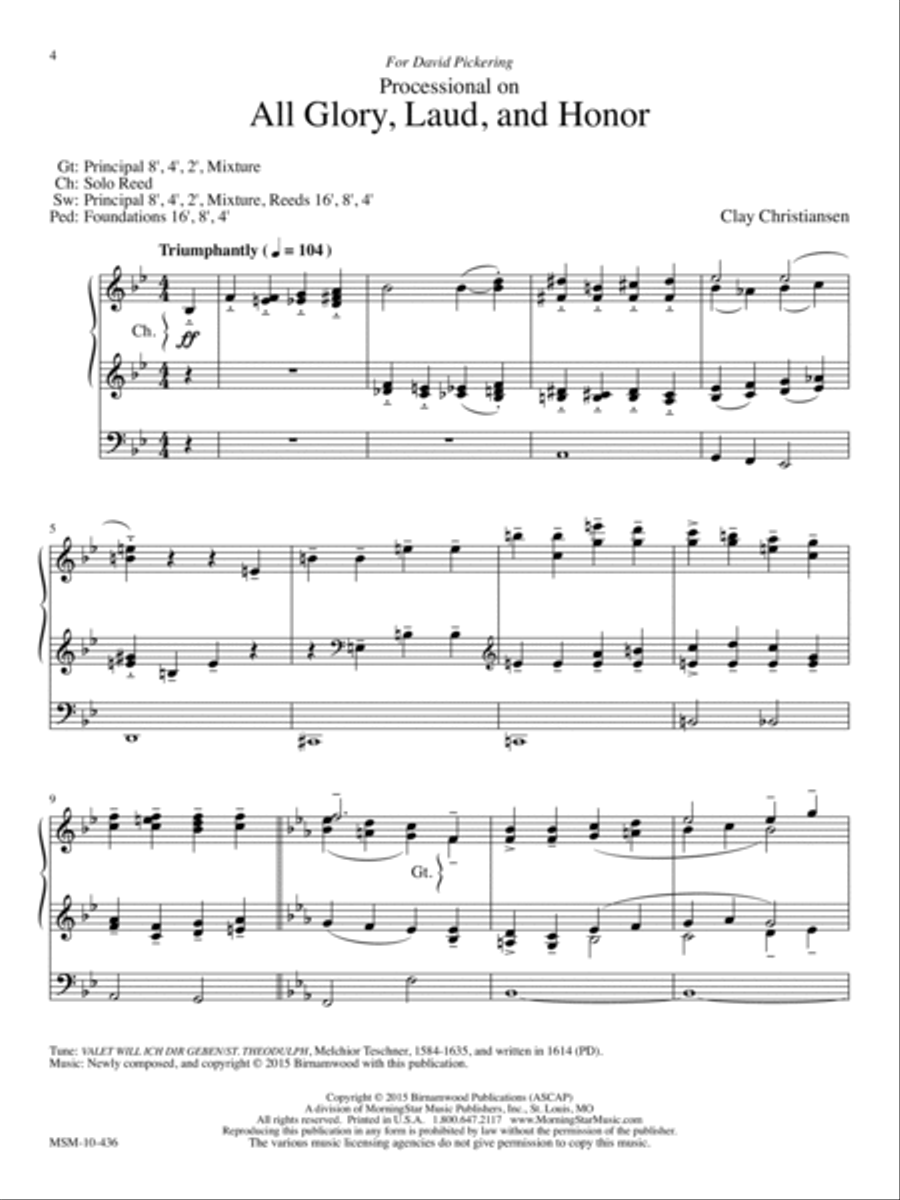 All Glory, Laud, and Honor Organ scores gallery preview page 4