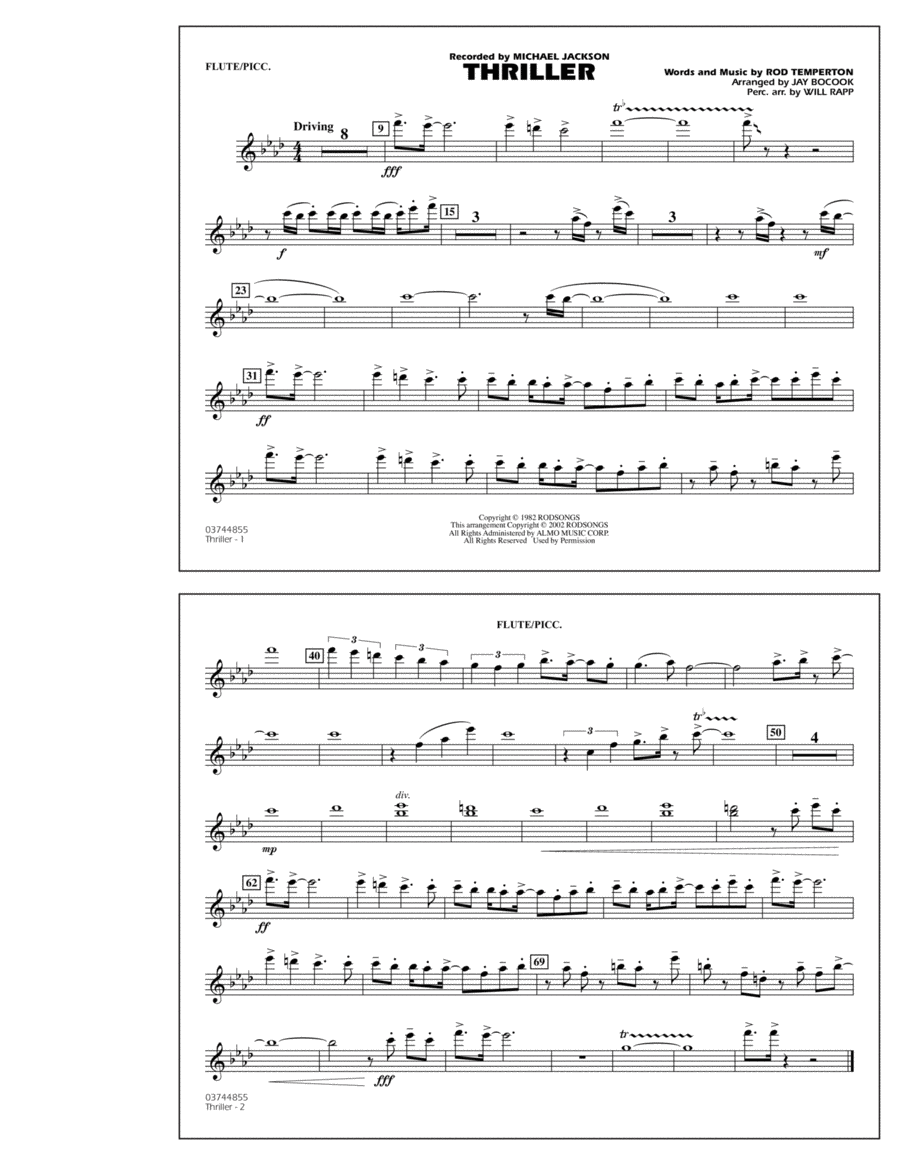 Thriller - Flute/Piccolo Piccolo scores gallery preview page 1