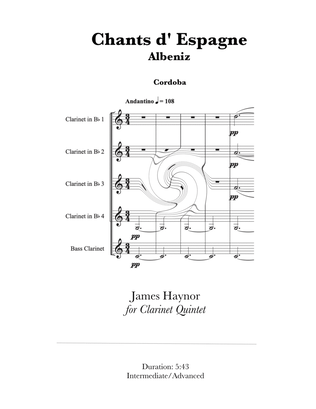 Book cover for Chants D' Espagne - Cordoba for Clarinet Quintet
