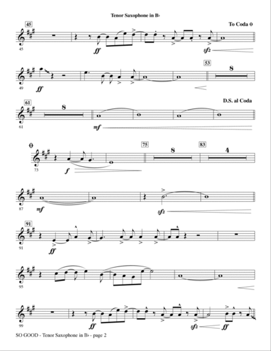 So Good - Tenor Sax (sub. Tbn 2) Choir scores gallery preview page 2