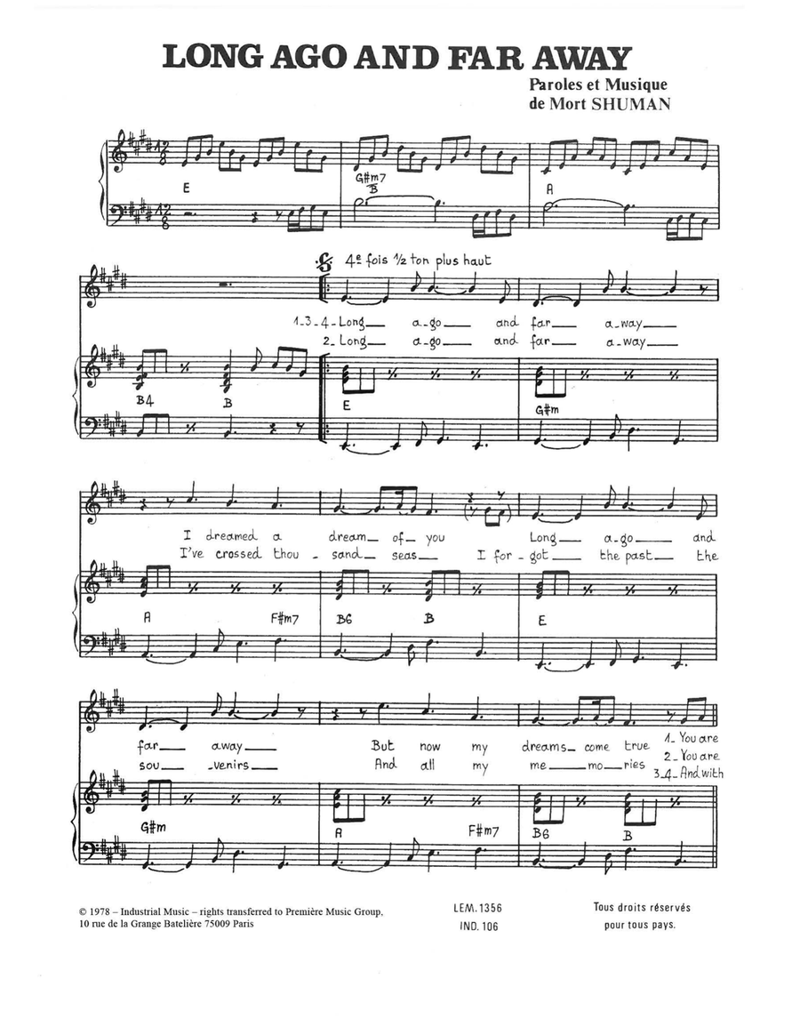 Long Ago And Far Away Long Ago And Far Away Piano, Vocal scores gallery preview page 1