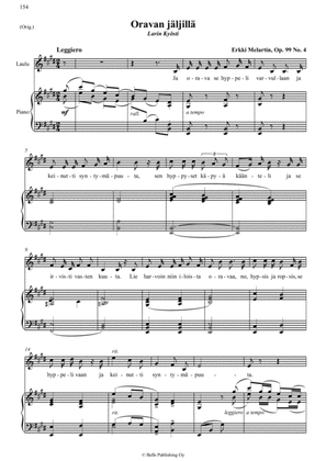 Oravan jaljilla, Op. 99 No. 4 (Original key. E Major)