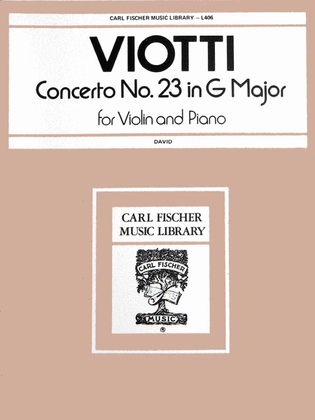 Book cover for Concerto No. 23 in G Major