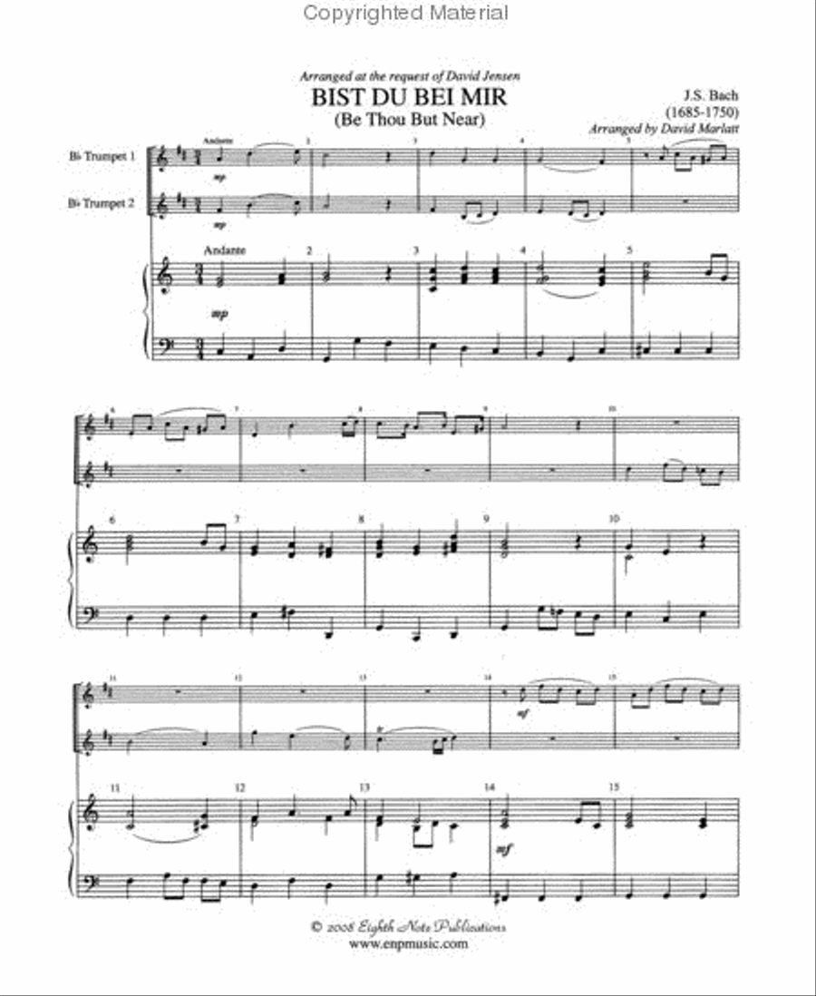 Bist du Bei Mir Trumpet Duet scores gallery preview page 2