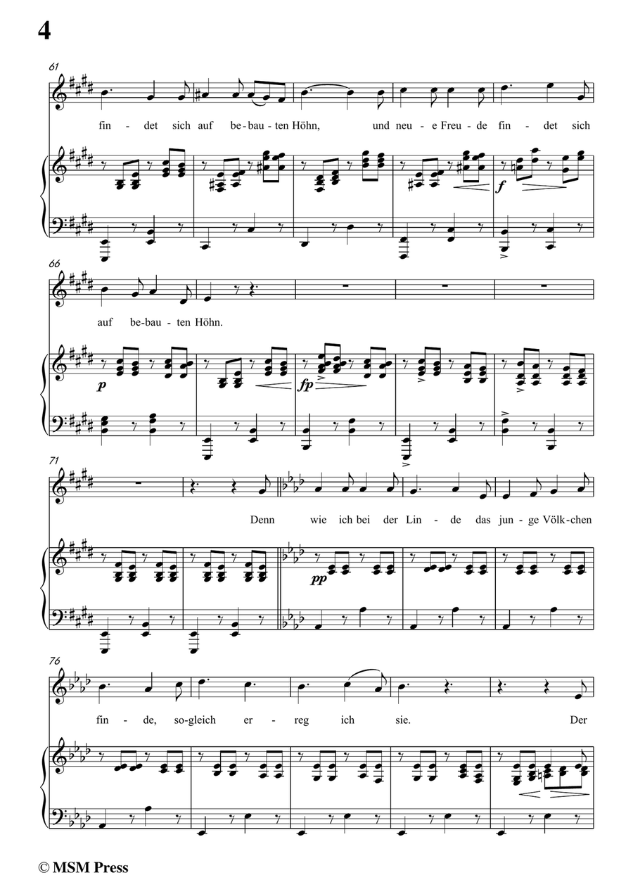 Schubert-Der Musensohn in E Major,for voice and piano Piano, Vocal scores gallery preview page 6