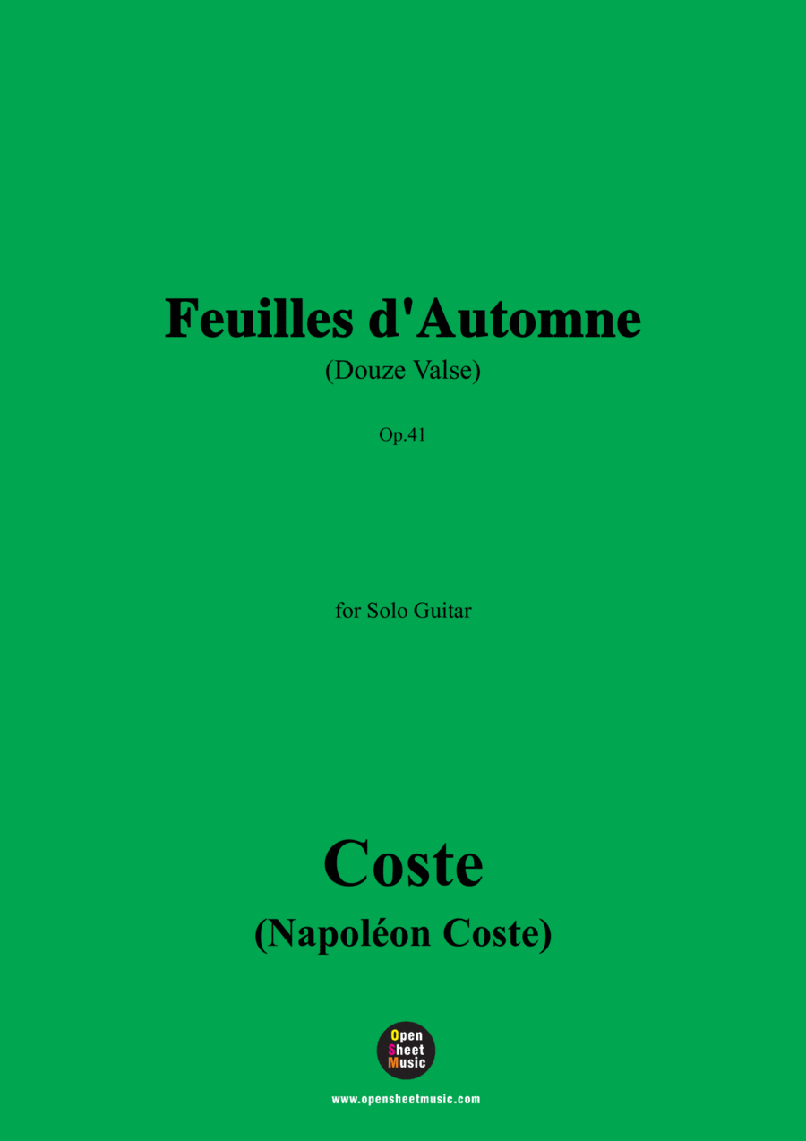 Coste-Feuilles d'Automne(Douze Valse),Op.41,for Guitar Acoustic Guitar scores gallery preview page 1