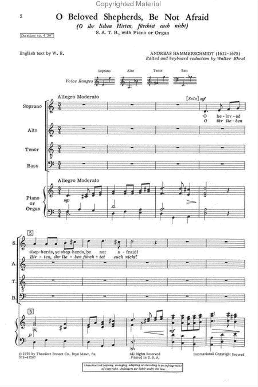 O Beloved Shepherds Be Not Afraid 4-Part scores gallery preview page 2
