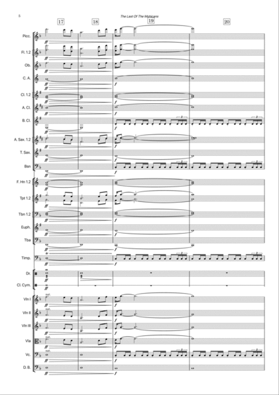 Last Of The Mohicans (main Theme) Full Orchestra scores gallery preview page 5