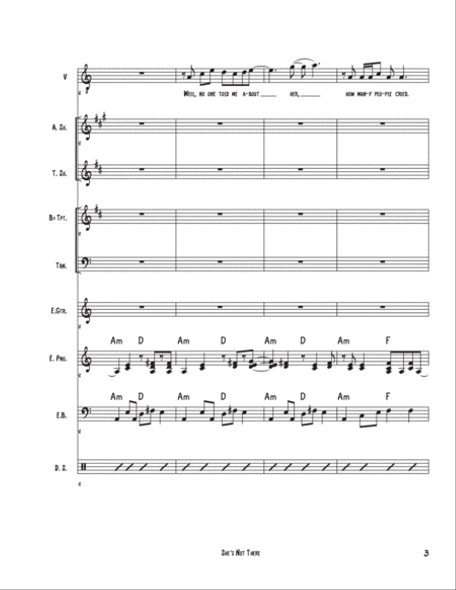 She's Not There Jazz Ensemble scores gallery preview page 3