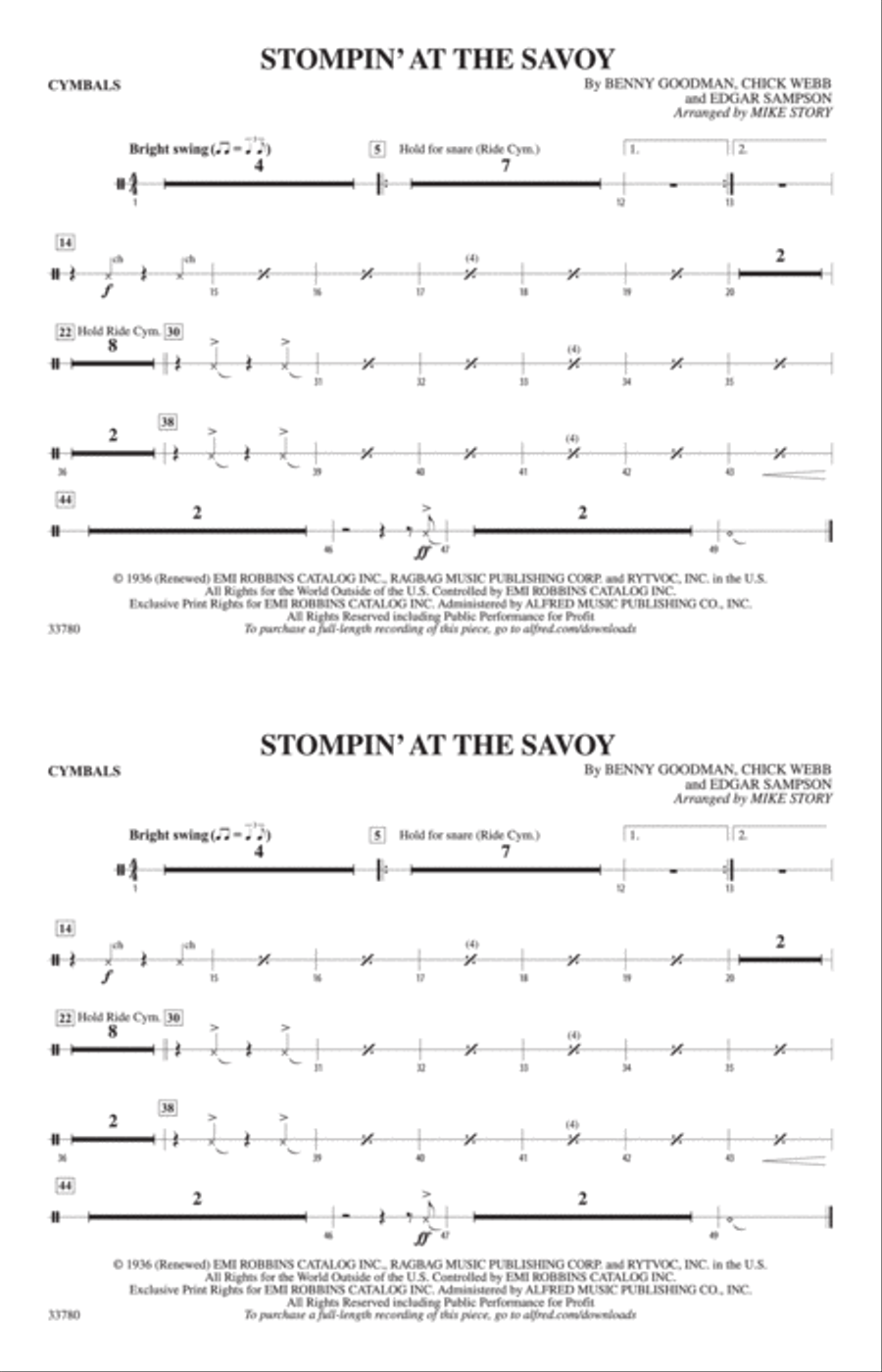 Stompin' at the Savoy: Cymbals Marching Band scores gallery preview page 1