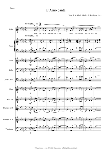 L'Arno canta partitura orchestrale (Vitali Allegra Menestrina) image number null