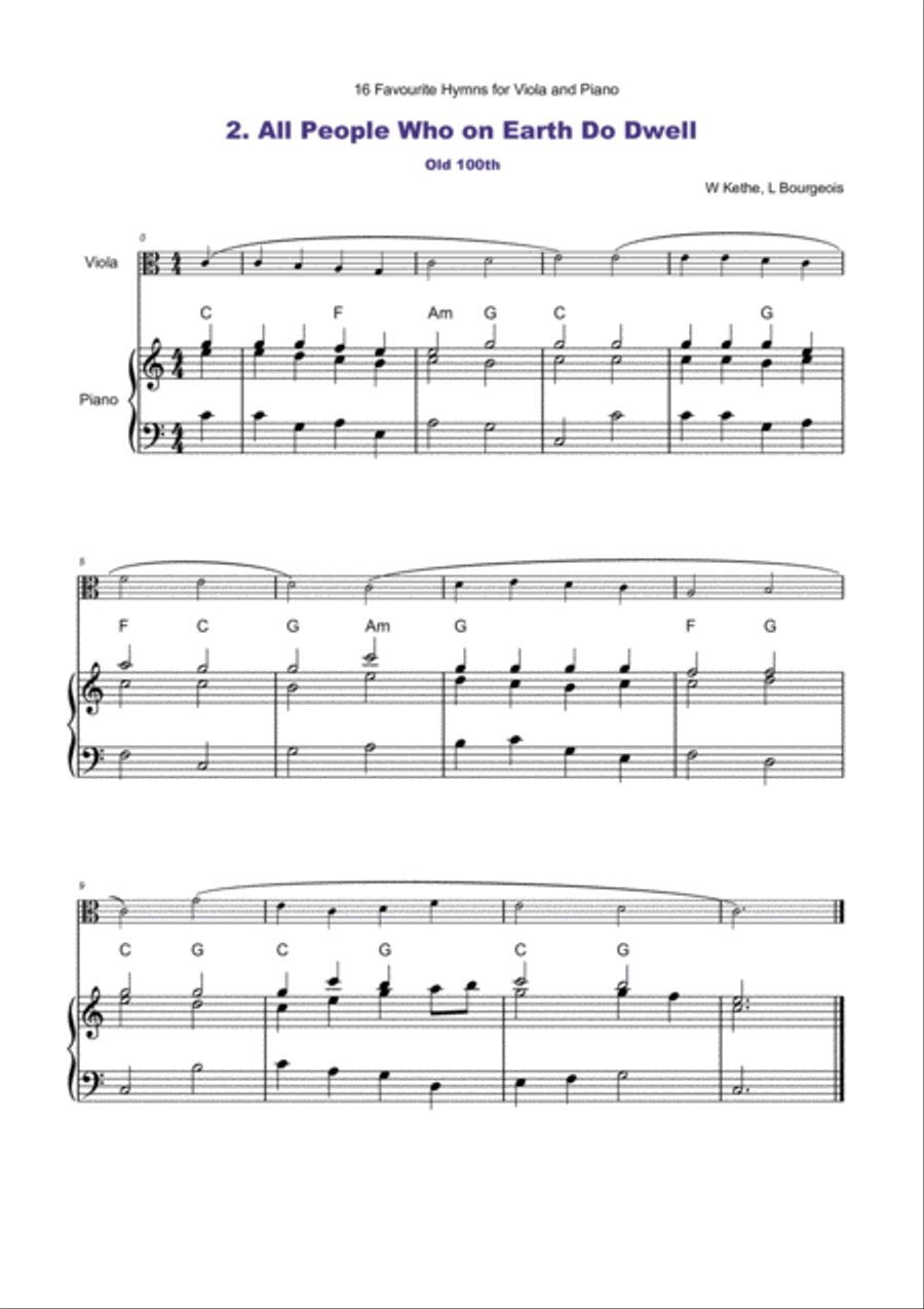 16 Favourite Hymns Vol.1 for Viola and Piano Piano scores gallery preview page 3