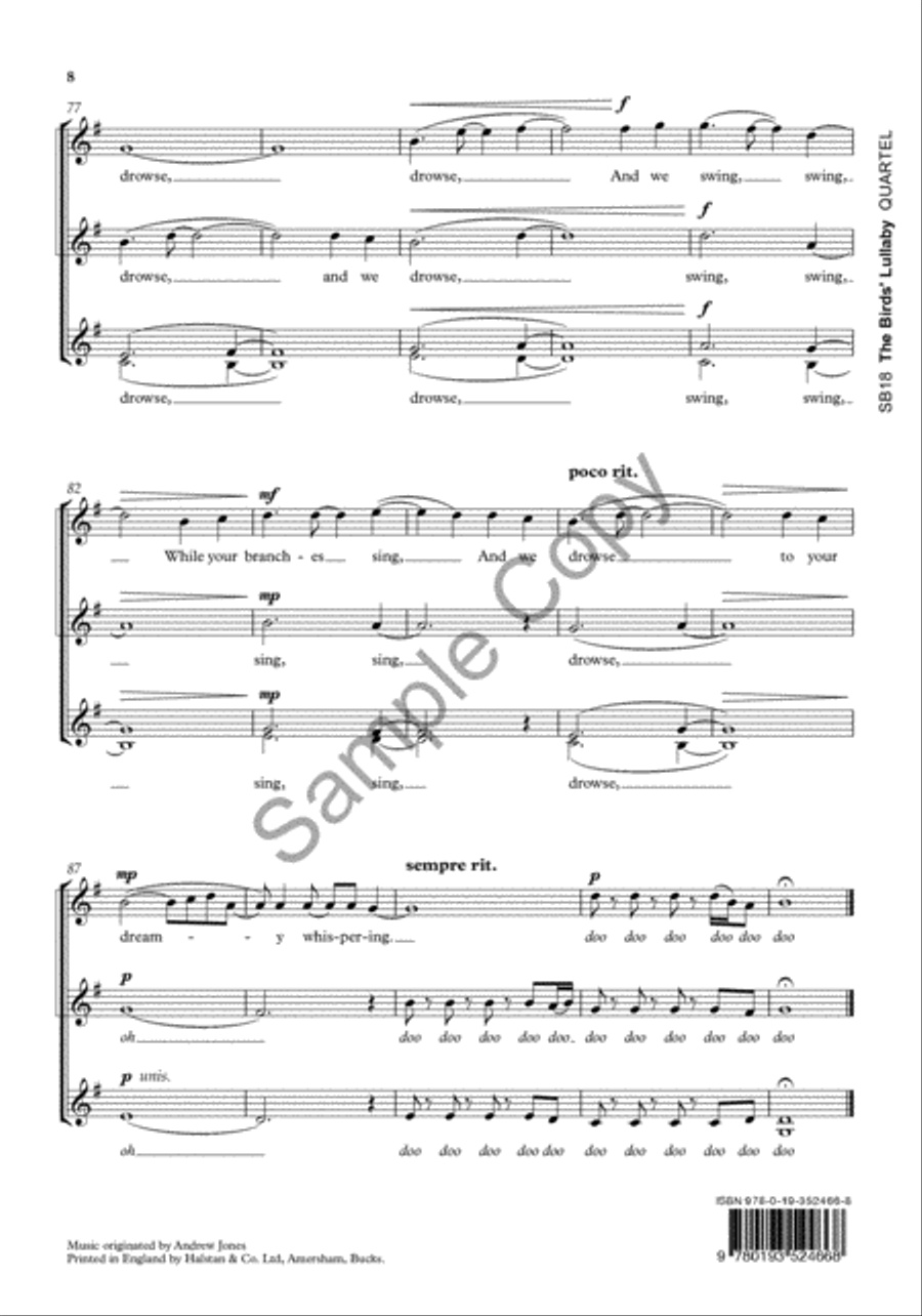 The Birds' Lullaby SSAA scores gallery preview page 8