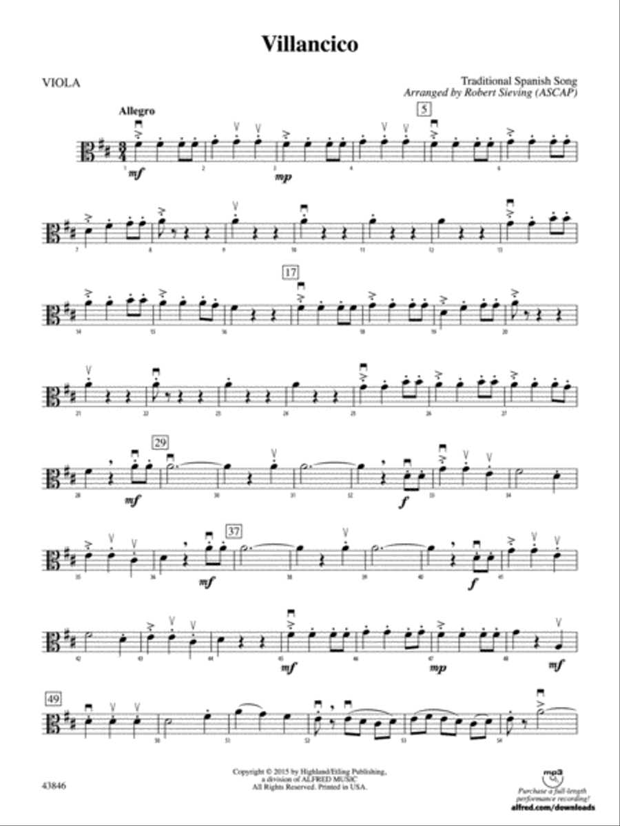Villancico: Viola Villancico: Viola String Orchestra scores gallery preview page 1