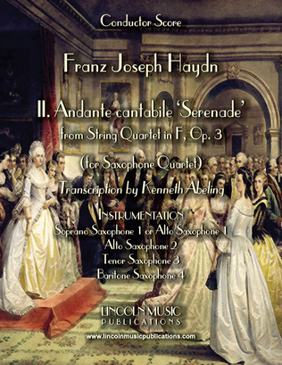 Book cover for Haydn - “Serenade” (for Saxophone Quartet SATB or AATB)
