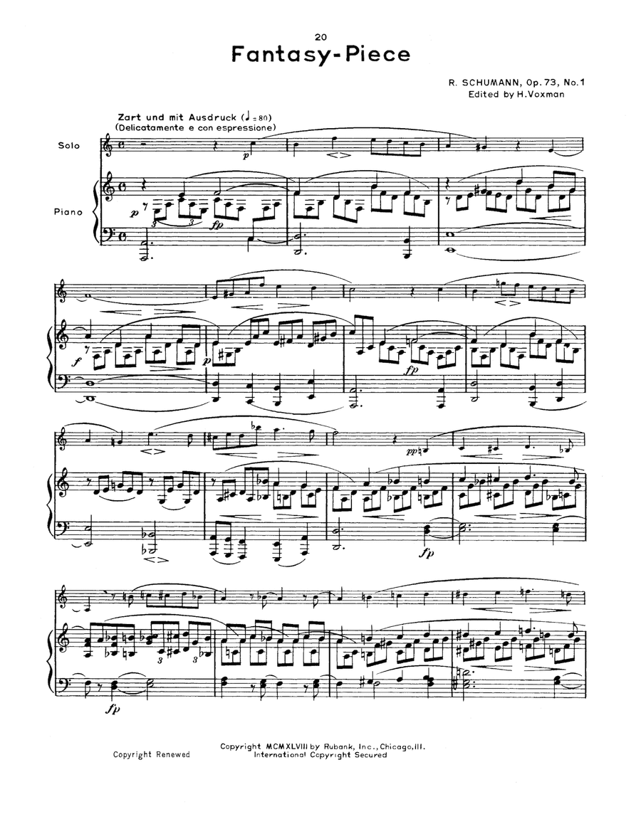 Fantasy-Piece, Op. 73, No. 1 School and Community scores gallery preview page 1