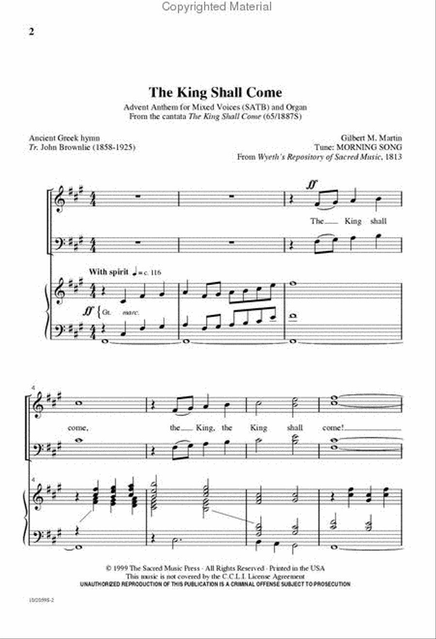 The King Shall Come 4-Part scores gallery preview page 2