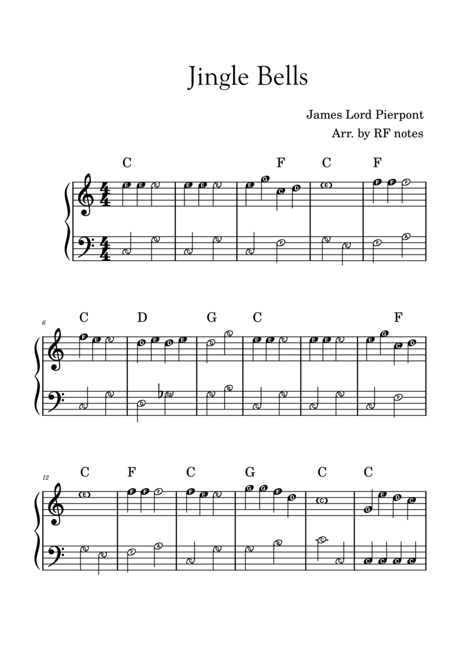 Jingle Bells Easy Piano scores gallery preview page 1