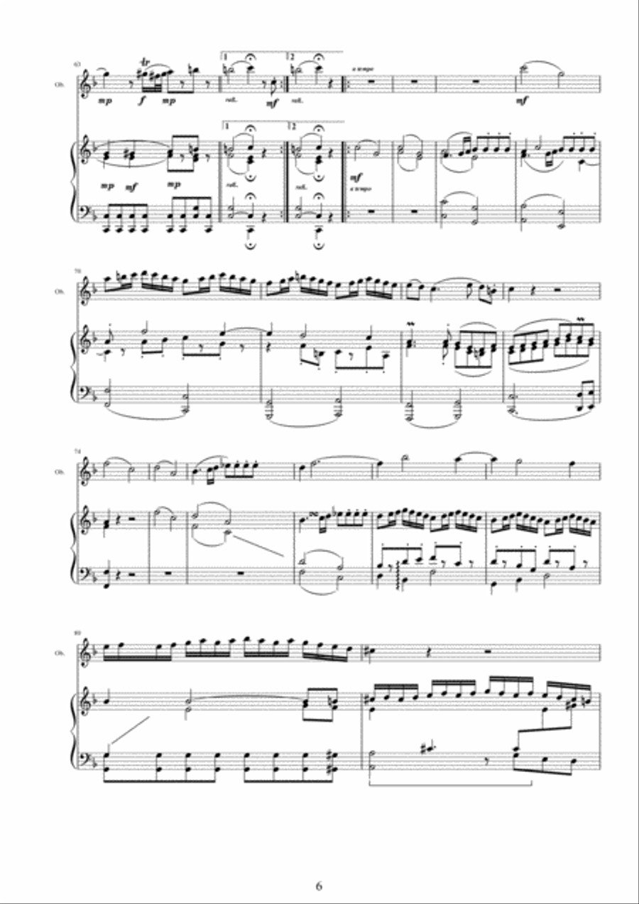 Mozart – Complete Oboe Quartet in F major K370 for Oboe and piano Flute Solo scores gallery preview page 6