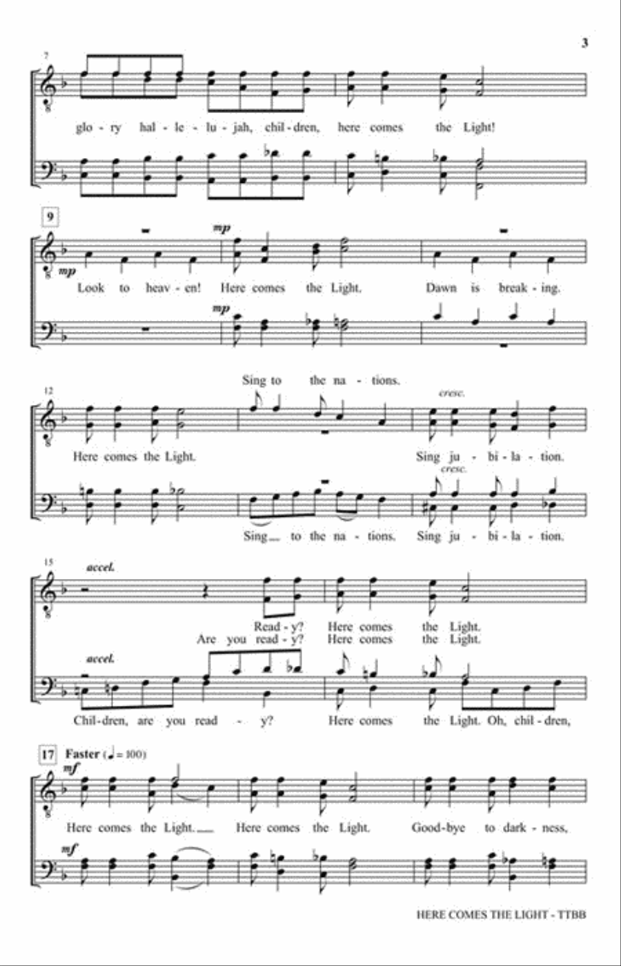 Here Comes the Light Here Comes the Light TTBB scores gallery preview page 3