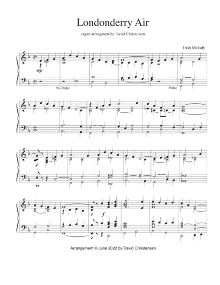 Londonderry Air Londonderry Air Organ Solo scores gallery preview page 2