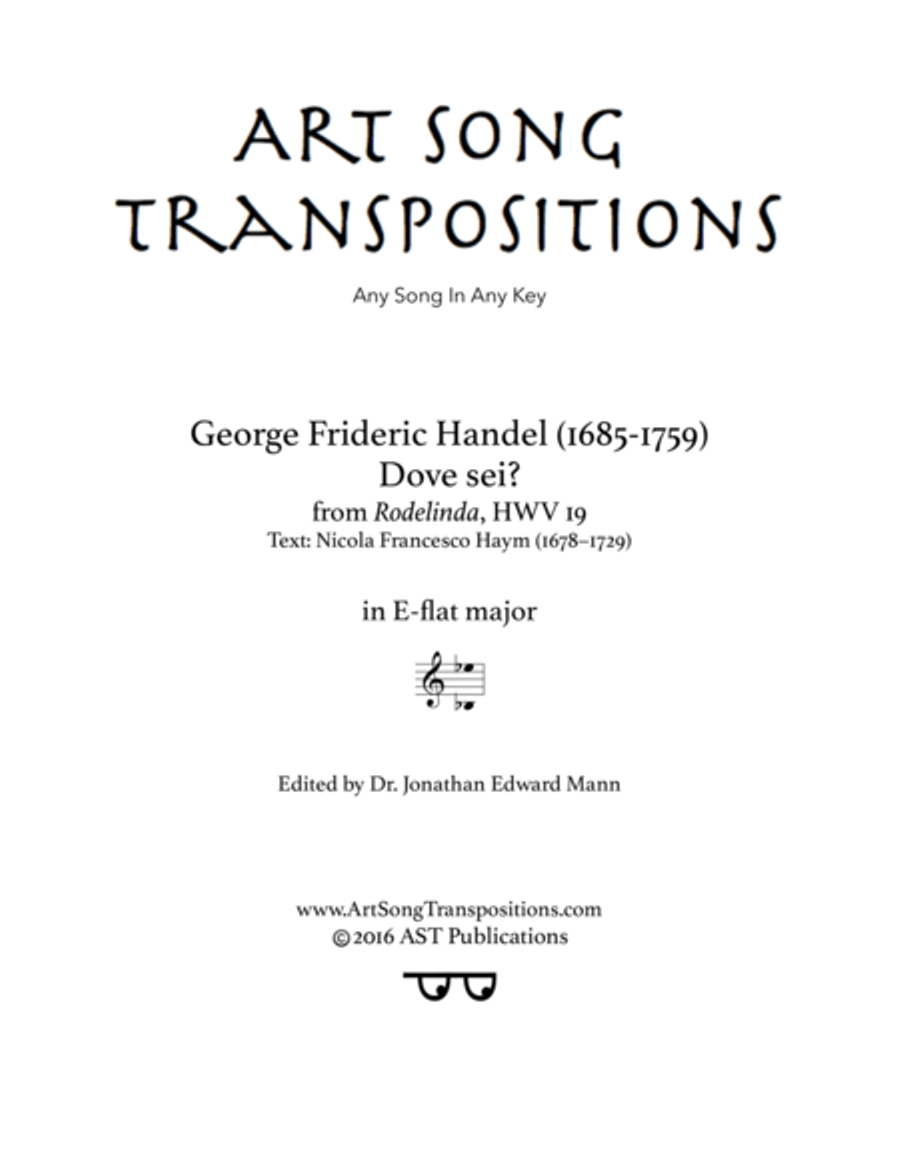 HANDEL: Dove sei? (transposed to E-flat major) Voice scores gallery preview page 1
