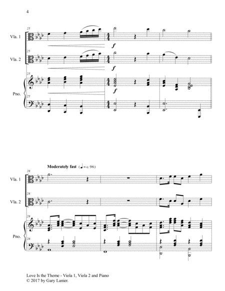 LOVE IS THE THEME (Trio – Viola 1, Viola 2 & Piano with Score/Parts) image number null