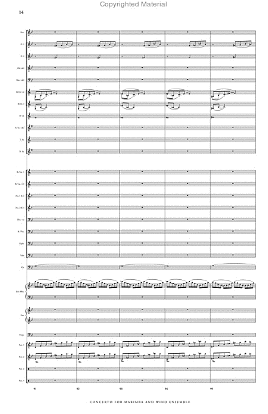 Concerto No. 2 for Marimba & Wind Ensemble Concert Band scores gallery preview page 15