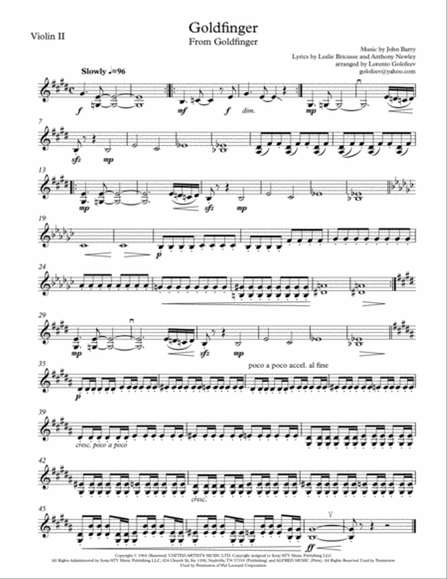 Goldfinger String Quartet scores gallery preview page 2