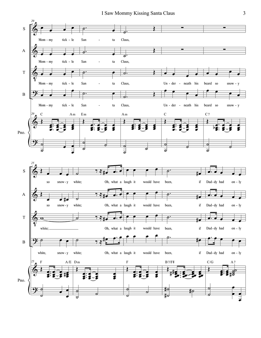 I Saw Mommy Kissing Santa Claus Piano, Vocal scores gallery preview page 3