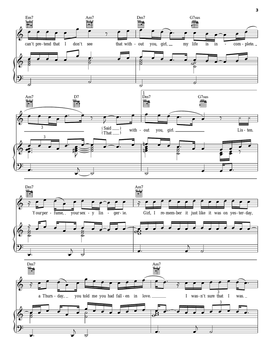 Incomplete Piano, Vocal, Guitar scores gallery preview page 3