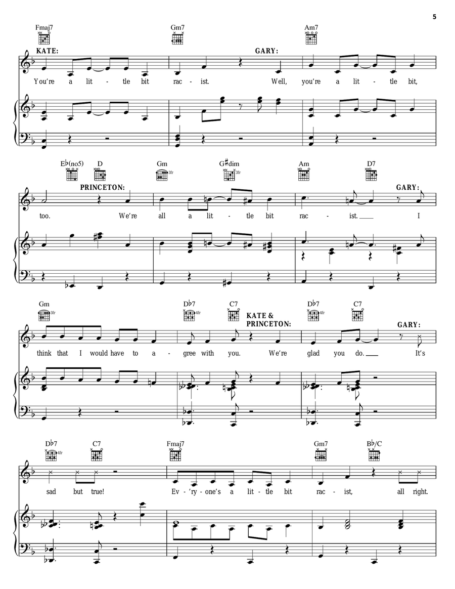 Everyone's A Little Bit Racist (from Avenue Q) Piano, Vocal, Guitar scores gallery preview page 5
