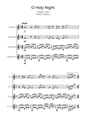 O Holy Night - Clarinet Quartet