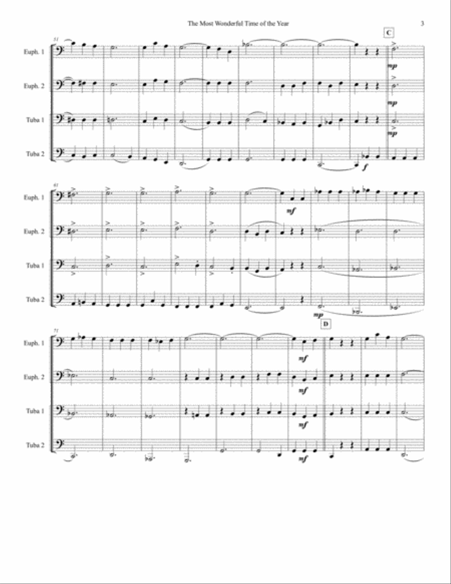 The Most Wonderful Time Of The Year Brass Ensemble scores gallery preview page 3