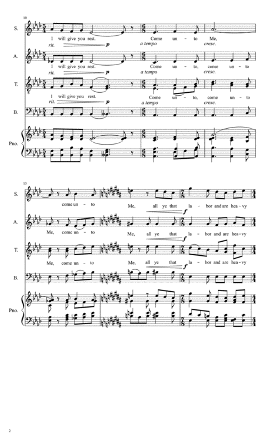 Come unto Me 4-Part scores gallery preview page 2