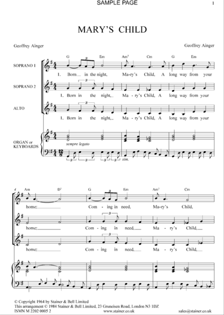 Mary's Child Mary's Child SSA scores gallery preview page 2